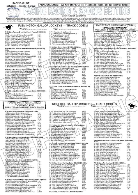 pacific racing guide today